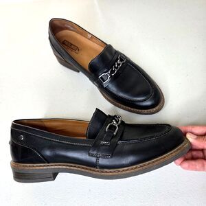 Pikolinos Aldaya Size 42 Black Loafers Decorative Chain Slip-On Leather Loafers
